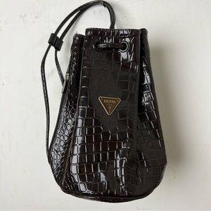 Guess Vintage Crocodile Brown Bucket Bag
